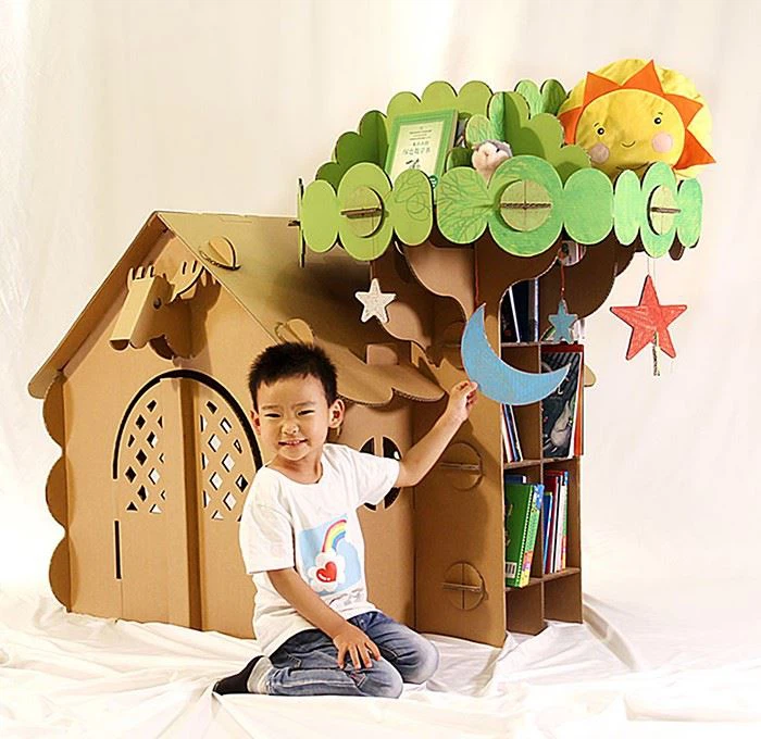 Cardboard House With Tress